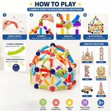 25/36/42/64pcs Extendable Magnetic Sticks Building Toy, Portable 3D STEM Construction Set For Kids Ages 3+, Creative DIY Birthday Gift - Multicolor - View 6