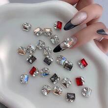 6-Grid Combination Nail Art Rhinestone Set, Luxury Sparkling 3D Crystal Mixed Sizes Nail Decor, Suitable For Nail Art Design And Decoration - Multicolor - View 5