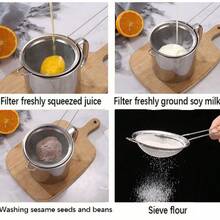 1/3/4 piezas Colador de malla fina de acero inoxidable con mango - Herramientas de cocina para tamizar y filtrar, juego de coladores de malla fina, herramientas y accesorios esenciales de cocina - Plateado - Ver 12
