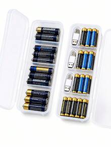 4-Compartment Multi-Function Data Cable Storage Box, Transparent With Lid Battery Storage Box, Divided With Lid Keycap Storage Box, Suitable For Home Organization, Large Capacity Transparent Visible Storage Box - Multicolor - View 8
