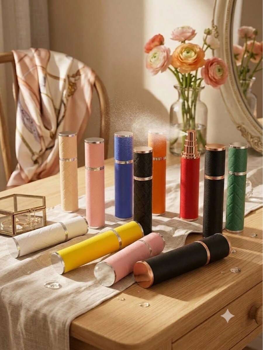 3/1pc 10ml Portable Refillable Perfume Spray Bottle, Leather Shell With Glass Inner Liner, Compact And Portable, Suitable For Vacation, Back To School, Business Trip And Other Occasions, 1 Set (1/3 Shell + 1/3 Inner Liner) - Multicolor - View 1
