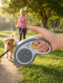 Retractable Dog Leash, Pet Walking Rope, Suitable For Small And Medium Dogs, Cute Paw Print Pattern, Anti-Tangle And Anti-Escape Design, Comfortable Grip Handle, One-Click Automatic Retraction, Outdoor Daily Pet Supplies - Baby Blue - View 6