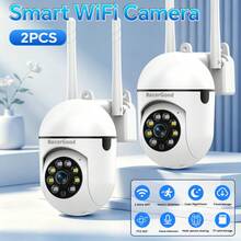 1pc/2pcs 2MP WiFi Security Camera, HD Color Night Vision, PTZ Real-Time Detection, AI Sound & Light Alarm, Two-Way Audio, Multi-User Sharing - White - View 10