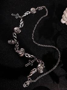 1pc Punk Hip-Hop Unique Luxury Versatile Cross & Skull Waist Chain, Women's Vacation Casual Jewelry - Multicolor - View 6