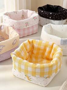 Cute Bow Star Storage Bucket Portable Multi Functional Mini Storage Bucket Makeup Brush Rack Skincare Box Foldable Storage Box,Storage Bags - Multicolor - View 5