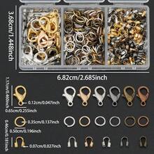 200件/盒 DIY 隨機混色珠寶扣具製作套組，包含 30件龍蝦扣、60件 U 型扣、110件跳環，適用於手工 DIY 串珠、珠寶扣具、開口連接件、手鍊/腳鍊/項鍊連接件，珠寶配件手工藝材料 - 龍蝦扣+跳環+U型扣 - 查看 4