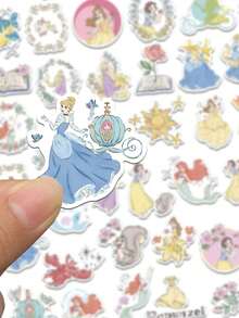 Disney 50張迪士尼公主貼紙 花卉美學風格 白雪公主與灰姑娘創意塗鴉貼紙 適用於筆記本、剪貼簿、信封、雜誌、手機殼、行李箱 DIY 貼紙 - 彩色 - 查看 5