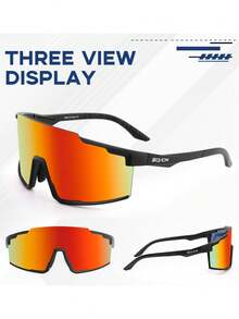 SCVCN Unisex Large Frame Colorful Integrated Sports Eyeglasses, Suitable For Street Style, Travel, Sports, Driving, Festivals, Beach, EDM Festivals, Outings, Summer Accessories, Vacation, Family Outings, Golf, Hiking, Elegant Attire, - Red and White - View 5