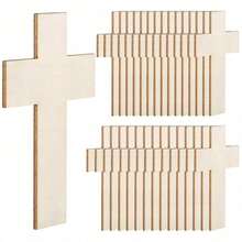 10Pcs Unfinished Wooden Crosses For Crafts Unpainted Large Blank Wooden Layered Cross For Sunday Crafts DIY Church Home Wall Decoration - Default - View 4