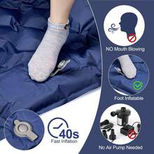 Colchoneta para Dormir, Ultraligera de Nailon 40D con Bomba Integrada - Azul| Autoinflable, con almohada incorporada, duradero, impermeable, para tienda de campaña, mochilero, senderismo, incluye bolsa de transporte. - Azul - Ver 3