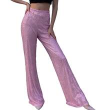 New European And American Style Women's Fashion Slim-Fit Casual Straight-Leg Pants With Colorful Sequins, Direct  On Halloween Costume Women - Grey Stock - View 6