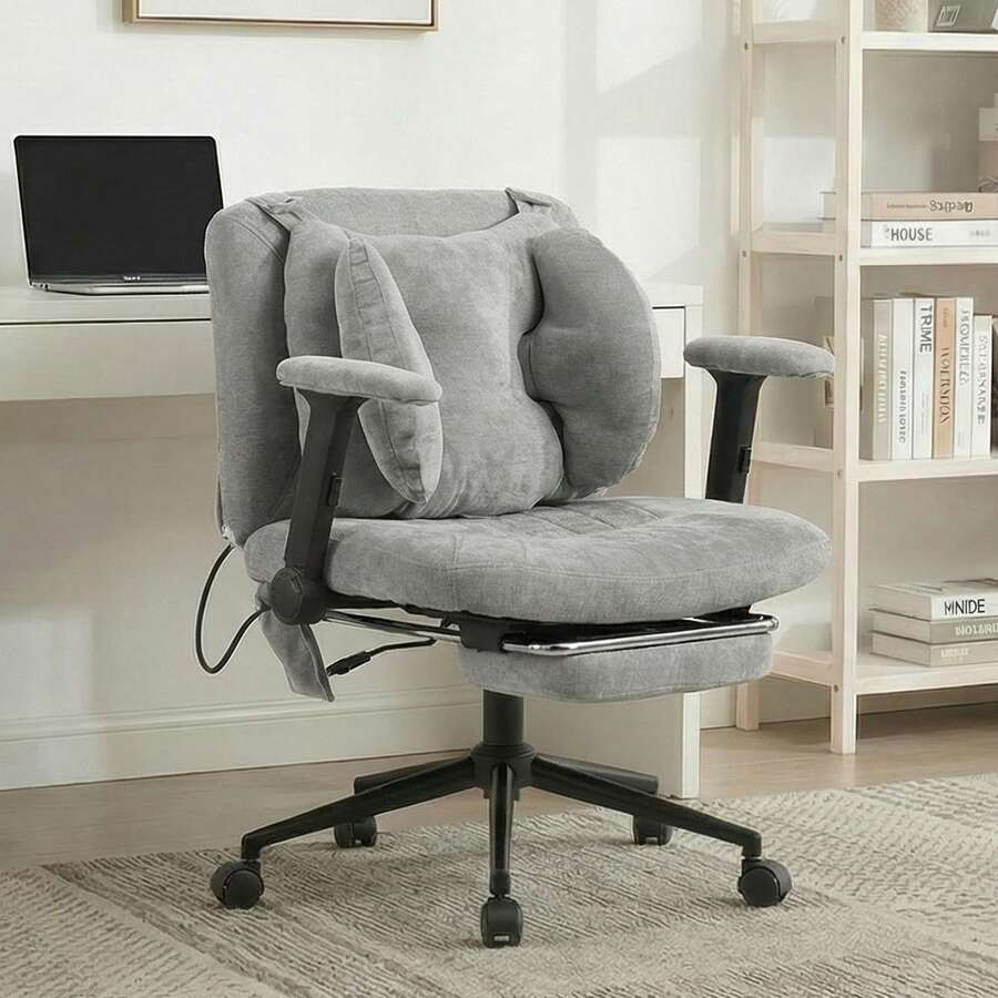 Home Office Chair, Swivel Chair, Adjustable Height Desk Chair With Footrest, Load Capacity 150kg, Gaming Chair With Armrests, Casters, For Home Office, Grey - Grey - View 1