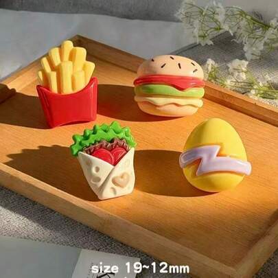 1/10PCS Mini Resin Hot Dog Burger French Fries Figurines, Imitation Food Decor, Miniature Dollhouse Food Accessories, Fairy Garden Landscape DIY Crafts, Exquisite Durable Small Models,Scene Ornament Supplies