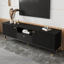 TV Stand With Open Shelves And Drawers - Black - 黑色 - 查看 6