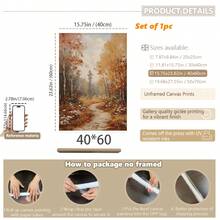 1pc Canvas Wall Art, Framed Wall Decor, Vintage Autumn Forest Path Landscape Canvas Wall Painting, Rustic Autumn Birch Tree Landscape Oil Painting Style Wall Hanging, Suitable For Modern Home Decor, Room Decor, Dorm Decor, Bedroom Decor, Bathroom Decor, Kitchen Decor, Dining Room Decor, Living Room Decor, Office Decor, School Decor, Classroom Decor, Back To School Decor, Autumn Decor, Autumn Poster, Waterproof Poster - A - View 18