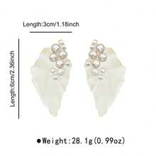 ZR 1 Pair Enamel Leaf Rhinestone Elegant Dangle Earrings, Women's Daily Party Wedding Fashion Jewelry - Enamel Leaf Earrings - View 6