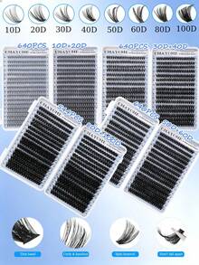 544/640 Clusters Fluffy Individual False Lashes, 10D‑80D Large‑Capacity Multi‑Spec Cluster Lashes. Multiple Styles For Natural & Dense Looks. Waterproof Lash Kit Comes With Matching Tools To Create Exquisite Makeup Effects. - Multicolor - View 6