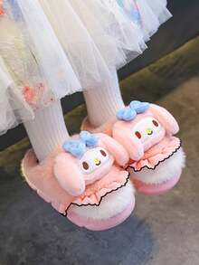 SANRIO 1雙女童冬季卡通可愛防滑室內毛絨拖鞋 - 粉色 - 查看 4