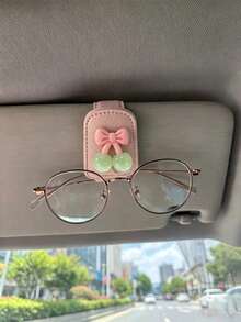 Cherry Bow Car Fashion Glasses Clip, Dual-Use Sun Visor Clip For Fashion Glasses And Tickets, Car Interior Decoration - Cherry - View 10