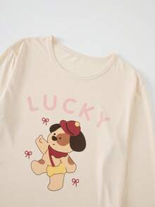2pcs Women's Pajama Set Long Sleeve Long Pants Set, Women's Casual Printed Set - Baby Pink - View 3