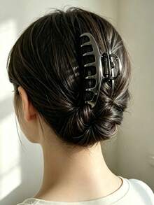 1pc Large Black Metal Non-Slip Strong Hair Clip, Suitable For Thick Hair Women Daily Hair Accessory - Black - View 7