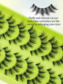 10 Pairs Of Natural False Eyelashes - Transparent Eyelash Base, Cat Eye Style, Perfect For Beginners To Create Perfect Eye Makeup, Suitable For Daily Wear, Holiday Parties, Friend Gatherings, Eyelashes, False Eyelashes - Black - View 5