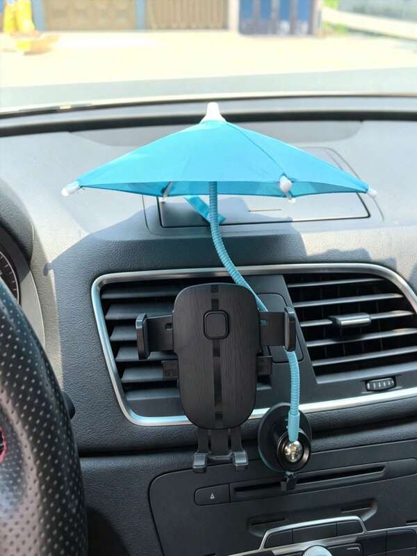 1 pieza Paraguas portátil para teléfono, impermeable con soporte para teléfono, protección UV sombrilla mini plegable, artículos esenciales para viajes/vacaciones, útiles escolares, adecuado para lluvia ligera de verano, camping, playa, artículos esenciales para bolso, decoración de dormitorio, decoración de Halloween