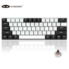 MageGee Star61 Mini 60% RGB Gaming Mechanical Keyboard 61 Keys Wired USB-C Multi-Device Gaming Keyboard Customizable Keycaps Suitable For Laptop PC Computer Gamers [Black & Blue: Brown Switch] - Black and white blue (Brown Switch) - View 2