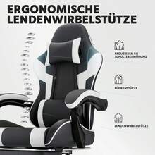 Gaming Chair, Ergonomic Gaming Chair With Lumbar Support, Breathable PU Leather Office Chair, Comfortable Computer Chair, Load Capacity 200 Kg, Seat Height And Backrest Adjustable Black And White, 58.5 X 63 X 120.5 Cm - Black - View 10