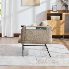 Modern Single Armchair With Comfortable Fabric Backrest And Two Storage Compartments, Complemented By A Practical Side Table. This Minimalist Side Table With Storage Features A Sturdy Metal Rack, 73 X 73 X 27 Cm - Multicolor - View 9