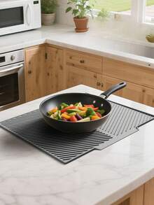 Large Silicone Kitchen Countertop Drip Tray, Heat-Resistant Coffee Bar Mat, Suitable For Espresso Machine, Non-Slip Drainage Mat With Raised Ridges, Suitable For Glass Cups And Kettles, College Dorm Essential - Multicolor - View 9
