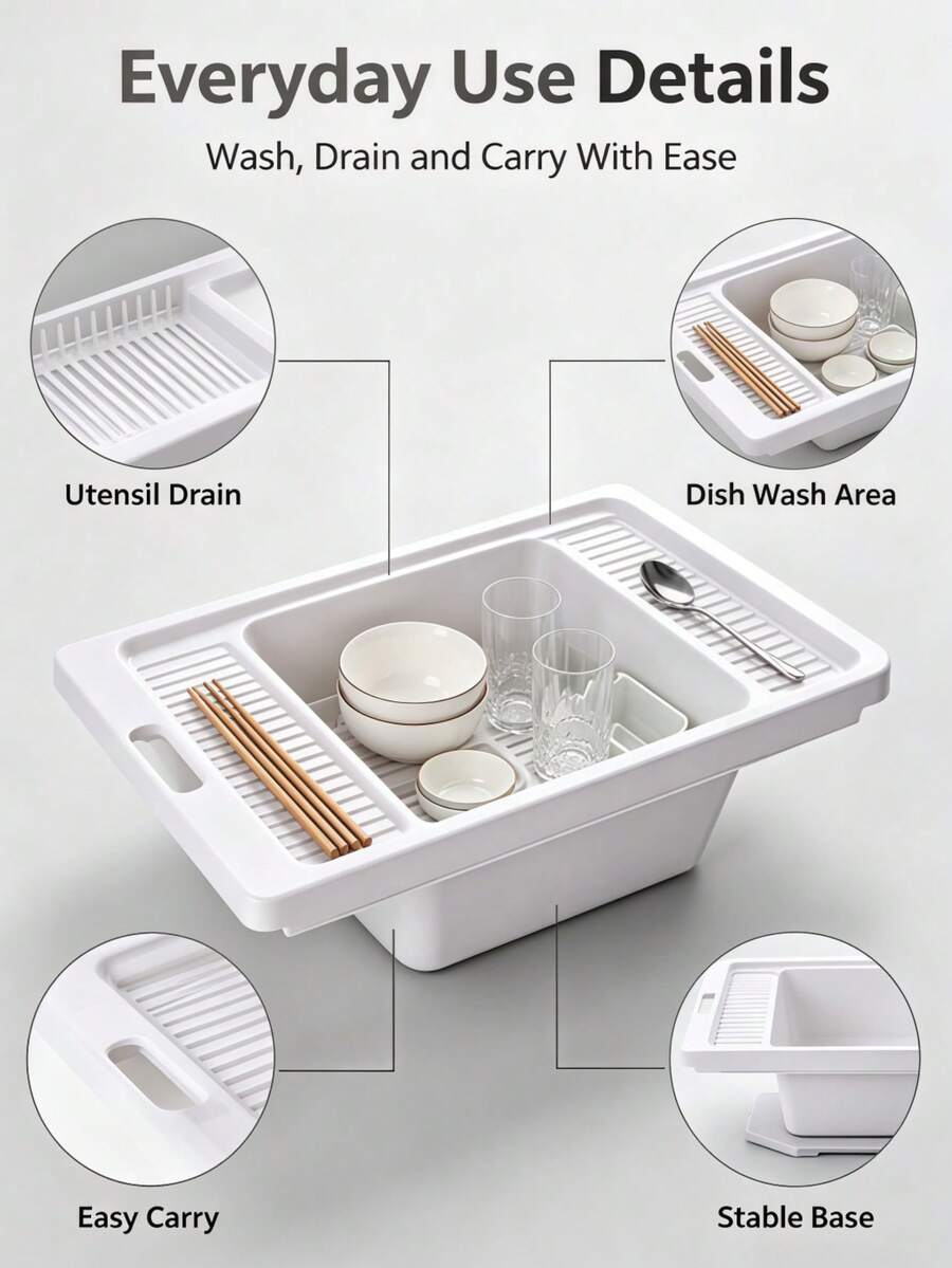 Heavy‑Duty Square Plastic Laundry & Kitchen Wash Basin, 69*45*21cm Multi‑Color Optional Embedded Tub, Integrated Dual‑Side Washboard With Side Handle Opening, Multi‑Use Household Container For Clothes, Vegetables And Cookware Washing