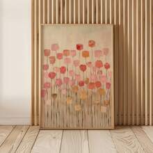 1pc Frameless Vintage Japanese Floral Abstract Wall Art Dorm Gift - Multi-color - View 1