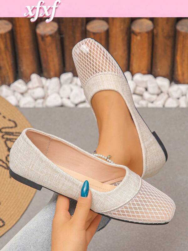 XfxfA Women's Patchwork Breathable Comfortable Mesh Flat Shoes, Suitable For Daily Casual/Shopping/Commuting/Vacation Wear
