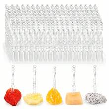 170pcs Multiple Packs Plastic Disposable Transparent Fruit Forks, Bamboo Joint Design Cake Dessert Picks, Clear Mini Food Picks For KTV, Bar, Party, Buffet, Fruit Plate, Dessert Table And Event Use - 1pcs - View 3