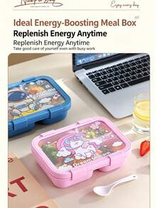 niceforyou 1PC Cute Lunch Box, Optional 3-Compartment / 4-Compartment Design; Sealed Leak-Proof Design, Microwave , Reusable. Portable Style Suitable For Students, Office Workers, School Commute, Outdoor Picnic, Daily Home Use, Also A Practical Christmas Gift. - Multicolor - View 6