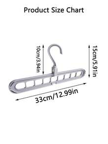1pc 9-Hole Adjustable Foldable Clothes Hanger, Collapsible Garment Rack, Non-Slip Drying Rack, Grey - One Size - Grey - View 3