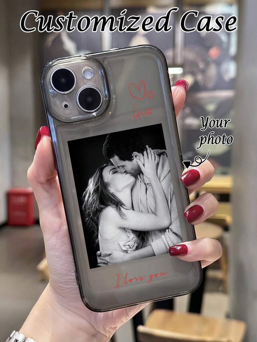 Personalized Custom Photo Phone Case, Customized Couple Pet Photo Portrait Anti-Drop Thickened Protective Cover For 11 13 15 16 17 Pro Max, Custom Image Design Protective Phone Shell, Personalized Gift Custom Printed Phone Case Accessory, Durable Shockproof Back Cover With Custom Pictures - Multicolor - View 1