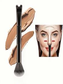 U-Shaped Nose Contour Makeup Brush, Dual-Ended Nose Shadow And Highlight Brush, U-Shaped Handle Design, Ergonomic Grip, Soft Bristles, Precise Nose Contour Sculpting - A - View 4