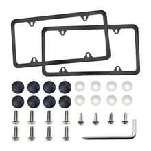 2pcs Rhinestone License Plate Frame, Durable Stainless Steel Unobstructed Border Design, Embedded Multi-Faceted Sparkling Rhinestones, Comes With Matching Crystal Screw Caps, Unisex Shiny Car Decoration Accessories - 2-piece Set - View 4