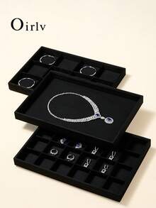Oirlv Black Jewelry Storage Tray Splice Tray Jewelry Storage Tray Drawer Storage Jewelry Storage Can Be Splice Used Suitable For Earrings Rings - Black - View 9