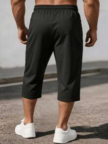 Celana Panjang Pria Musim Panas Ukuran Besar 7/10, Ukuran Besar, Ukuran Ekstra Besar, Kain Nyaman, Warna Hitam untuk Olahraga - Hitam - View 2