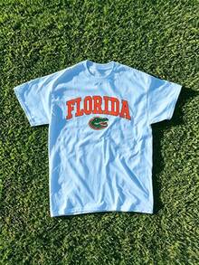 Florida State Gators Vintage Graphic T-Shirt, 2026 Summer Retro Cotton Short Sleeve Crew Neck Tee For Women, Casual Vacation Holiday Spring Festival - 藍色1 - 查看 6