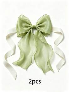 1/2pcs Bow Curtain Tiebacks, French Silk Elegant Lace Ribbon Hooks, No Drilling Installation, Suitable For Wedding, Baby Shower, Birthday, Bedroom Decor - Multicolor - View 10