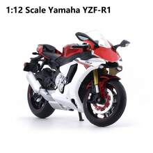 Burago 1:12 Scale Yamaha YZF-R1 Black/Red Die-Cast Motorcycle Model – Creative Desktop Ornament With Display Stand (Gift) - Multicolor - View 3