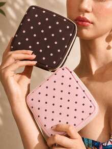 Polka Dot Pattern Sanitary Napkin Storage Bag, Compact Women's Hygiene Products Storage Bag, Girls Mini Bag, Minimalist Multi-Functional Coin Purse, Makeup Bag, Sanitary Napkin Storage Bag, Suitable For School, Work, Travel, Elegant Holiday Travel Small Bag, Travel Essentials, Back To School Must-Haves, Vacation Essentials - Multicolor - View 2