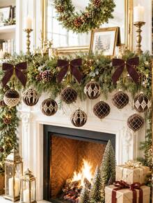 12/8/1pc-Brown Flocked Christmas Ball Ornaments, Christmas Ball Decorations, Christmas Tree Hanging Decor, Christmas Decorations, Christmas Supplies, Christmas Outdoor Decor, Christmas Home Decor, Suitable For Christmas Tree Decoration, Handmade, Suitable For Holiday Parties, Fireplace Decoration, Holiday Hanging Decor, Gift Decoration, Bag Hanging Decor - Brown - View 5