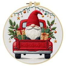 Christmas Decorations Embroidery Kit For Adult Beginners. Includes Manual, Printed Fabric, Hoop, Needles, Threads & Stitch Guide. Great Home Gift For Women. Size: 15x15cm/5.9in Or 20x20cm/7.9in. - Christmas - View 18