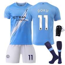 26 camisetas de fútbol azules del Manchester City para el hogar, número 9 Haaland, número 10 Grealish, número 11 De Bruyne, número 17 De Bruyne. - Amarillo - Ver 6