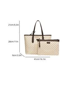 SHIMEINI Bộ 2 túi tote đeo vai họa tiết vintage thời trang cổ điển 2026, dung tích lớn, phù hợp cho nữ dùng hàng ngày, đi làm, đi học, du lịch nghỉ dưỡng, làm quà tặng hẹn hò ngày lễ - trắng - Xem 7